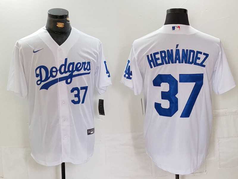 Men%27s Los Angeles Dodgers #37 Teoscar Hernandez Number White Cool Base Stitched Jerseys->los angeles dodgers->MLB Jersey